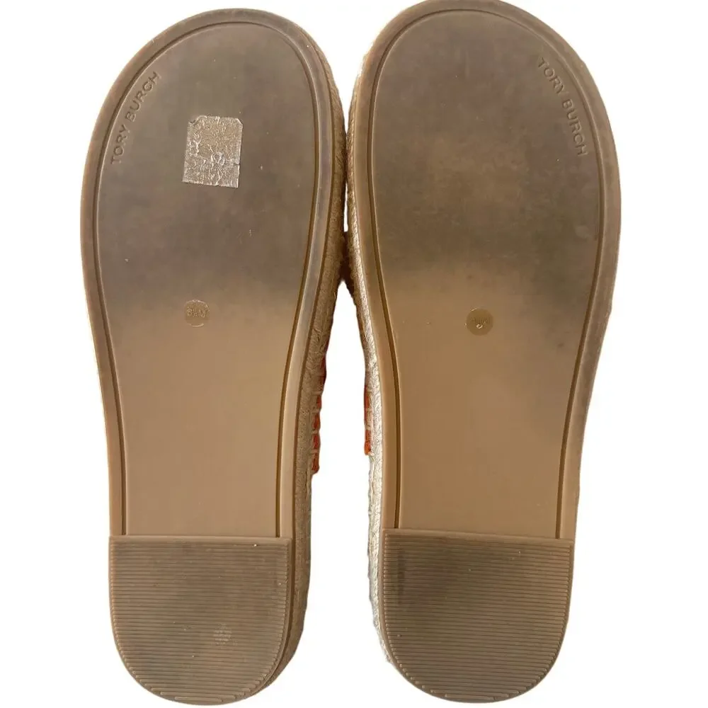 Tory Burch Orange‎ Suede Two Band Espadrille Sandals 8.5